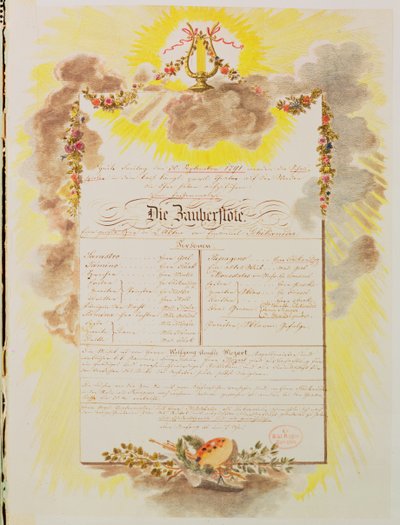 Play-bill for the world premier performance in Vienna of 